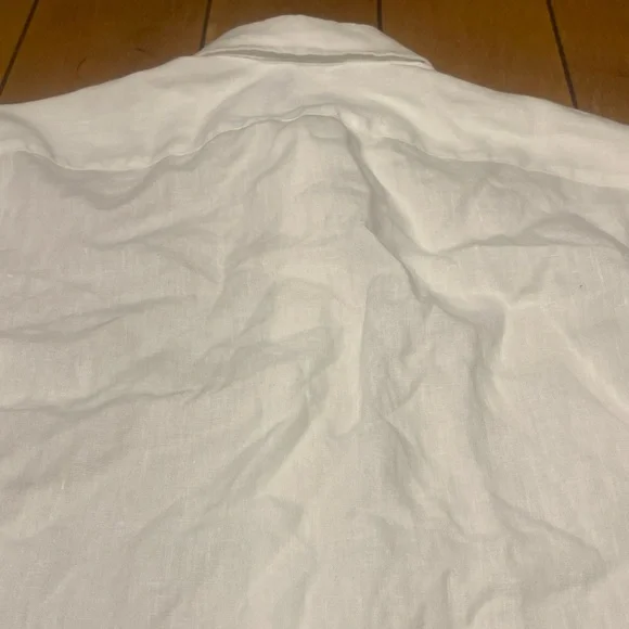 UNTUCKit 100% Linen Crisp White Casual Button Down Shirt Size Small Slim Fit - Picture 12 of 16